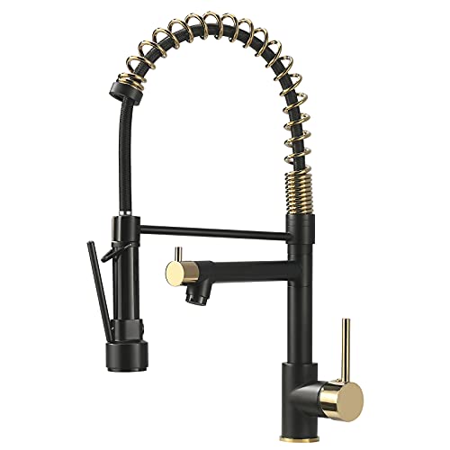 AIMADI Kitchen Faucet,Black Kitchen Faucet with Sprayer,Commercial Style Matte Black Faucet Kitchen Single Handle Single Hole Kitchen Sink Faucet