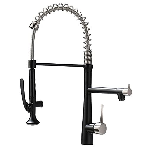 AIMADI Faucet for Kitchen Sink,Black Kitchen Faucet with Pull Down Sprayer,Commercial Style Single Handle One Hole Matte Black Kitchen Faucet