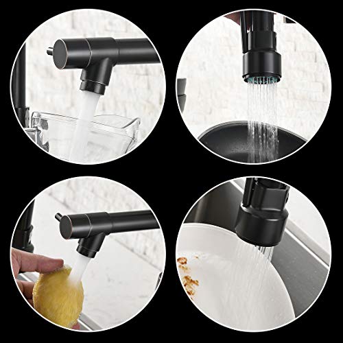 Spring Commercial Kitchen Sink Faucet,Modern Single Handle Oil Rubbed Bronze Kitchen Faucets with Pull Down Sprayer
