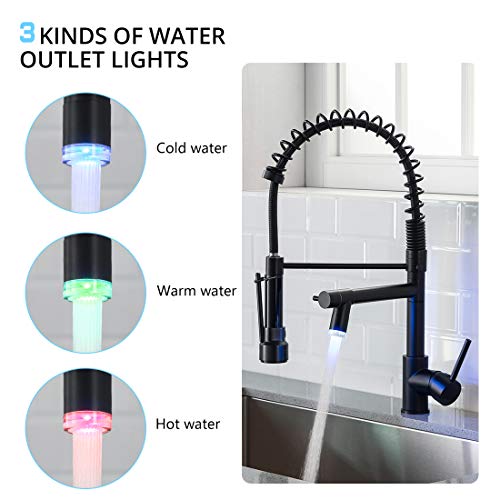AIMADI Kitchen Faucet,Black Kitchen Faucet,Commercial Kitchen Faucet with Sprayer Single Handle Single Hole Spring Kitchen Sink Faucet,Matte Black