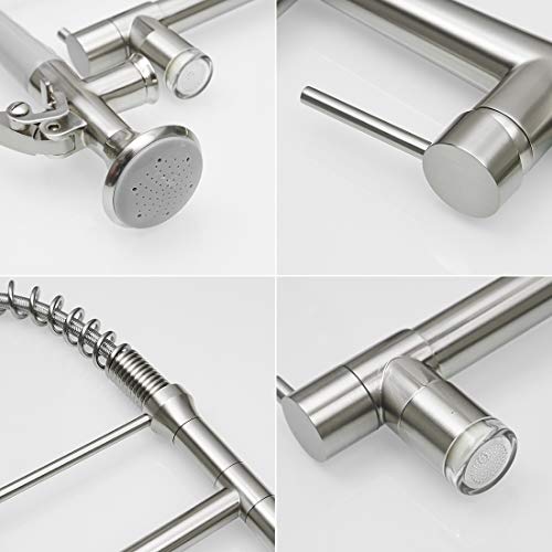 AIMADI Pull Down Kitchen Faucet with Sprayer,Commercial Single Handle Stainless Steel Brushed Nickel Kitchen Sink Faucet with LED Light