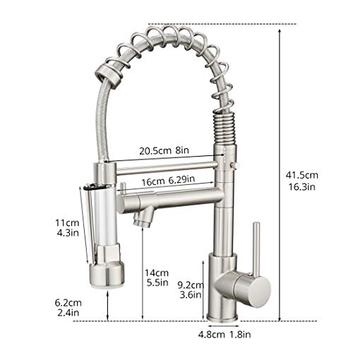 AIMADI Kitchen Faucet with Pull Down Sprayer,Commercial Single Handle High Arc Stainless Steel Brushed Nickel Kitchen Sink Faucet