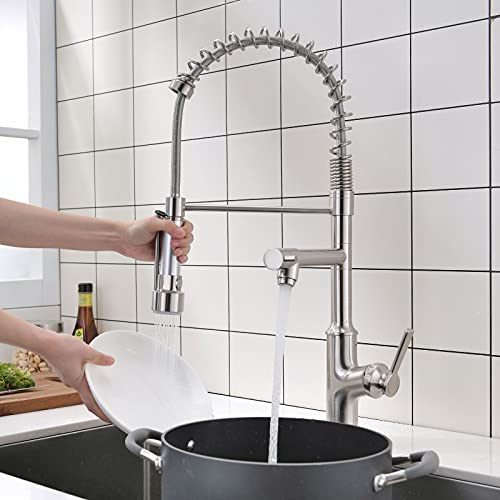 AIMADI Kitchen Sink Faucet,Kitchen Faucet with Sprayer,Commercial Single Handle Stainless Steel Brushed Nickel Kitchen Faucet