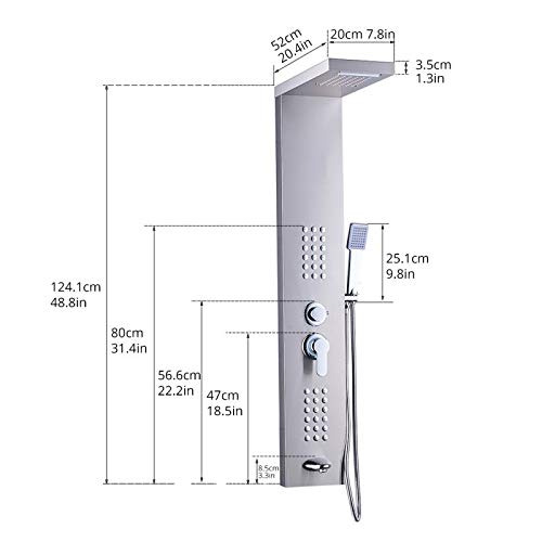 49" Rainfall Waterfall Shower Panel