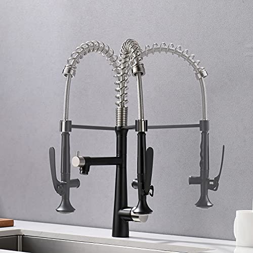 AIMADI Faucet for Kitchen Sink,Black Kitchen Faucet with Pull Down Sprayer,Commercial Style Single Handle One Hole Matte Black Kitchen Faucet