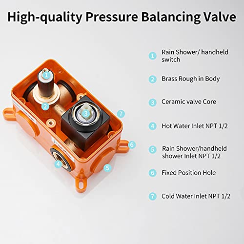 AIMADI Shower Faucets Sets Complete Black,Wall Mounted 10 Inches Rainfall Shower Head and Handle Set System Matte Black Finish Shower Faucet Contain Rough-in Valve Body and Trim