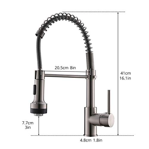 Modern Kitchen Faucet Pull Down Sprayer,Stainless Steel Single Handle Kitchen Sink Faucet with LED Light,Brushed Nickel