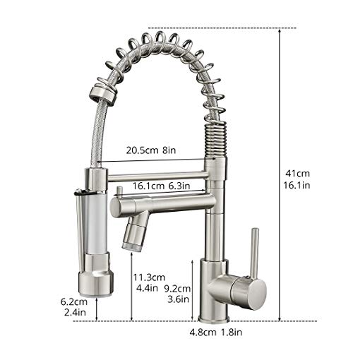 AIMADI Commercial Pull Down Kitchen Faucet Sprayer with LED Light,Brushed Nickel