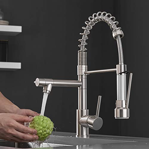AIMADI Kitchen Faucet with Pull Down Sprayer,Commercial Single Handle High Arc Stainless Steel Brushed Nickel Kitchen Sink Faucet