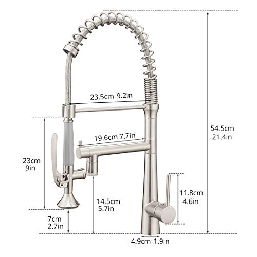 AIMADI Pull Down Kitchen Faucet with Sprayer,Commercial Single Handle Stainless Steel Brushed Nickel Kitchen Sink Faucet with LED Light