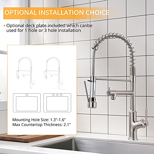 AIMADI Kitchen Sink Faucet,Kitchen Faucet with Sprayer,Commercial Single Handle Stainless Steel Brushed Nickel Kitchen Faucet