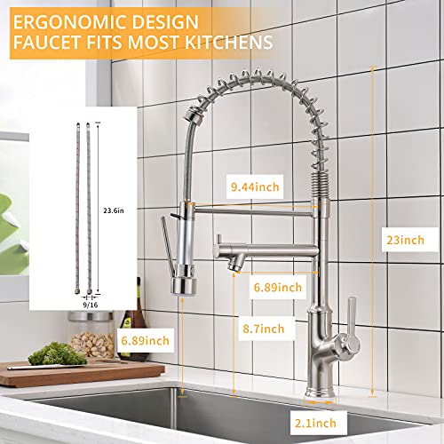 AIMADI Kitchen Sink Faucet,Kitchen Faucet with Sprayer,Commercial Single Handle Stainless Steel Brushed Nickel Kitchen Faucet