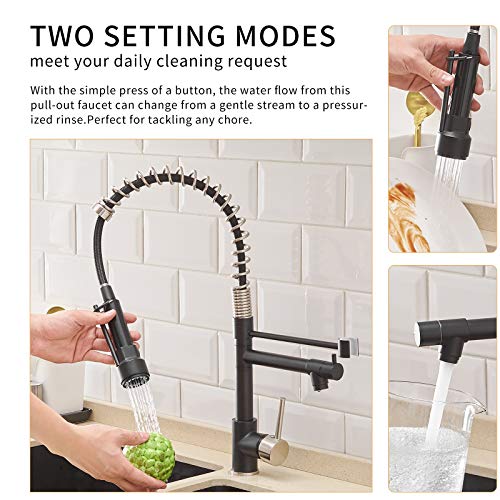 AIMADI Matte Black Kitchen Faucets with Pull Down Sprayer