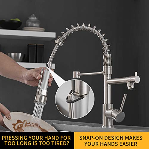 AIMADI Kitchen Faucet with Pull Down Sprayer,Commercial Single Handle High Arc Stainless Steel Brushed Nickel Kitchen Sink Faucet