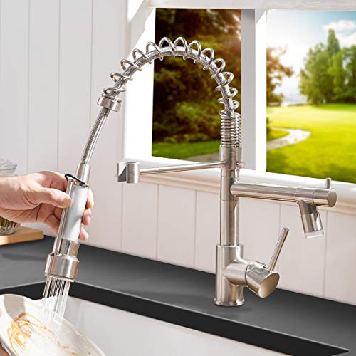 AIMADI Commercial Pull Down Kitchen Faucet Sprayer with LED Light,Brushed Nickel