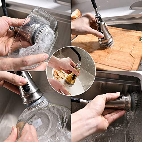2021 Newest Kitchen Faucet,Gold Kitchen Faucet with Sprayer,Single Handle Commercial High Arc Single Handle Brushed Gold Kitchen Sink Faucets with Deck Plate