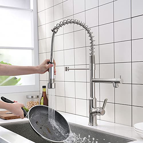 AIMADI Kitchen Sink Faucet,Kitchen Faucet with Sprayer,Commercial Single Handle Stainless Steel Brushed Nickel Kitchen Faucet