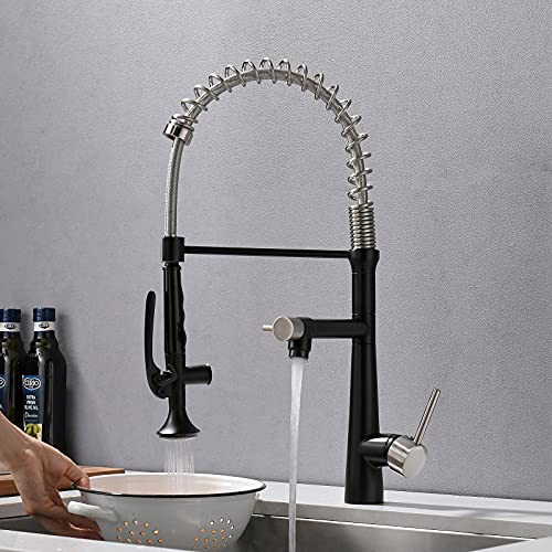 AIMADI Faucet for Kitchen Sink,Black Kitchen Faucet with Pull Down Sprayer,Commercial Style Single Handle One Hole Matte Black Kitchen Faucet