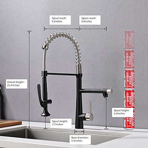 AIMADI Faucet for Kitchen Sink,Black Kitchen Faucet with Pull Down Sprayer,Commercial Style Single Handle One Hole Matte Black Kitchen Faucet