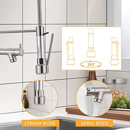 AIMADI Kitchen Sink Faucet,Kitchen Faucet with Sprayer,Commercial Single Handle Stainless Steel Brushed Nickel Kitchen Faucet