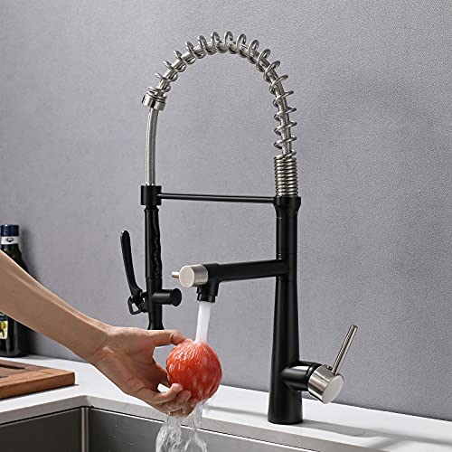 AIMADI Faucet for Kitchen Sink,Black Kitchen Faucet with Pull Down Sprayer,Commercial Style Single Handle One Hole Matte Black Kitchen Faucet